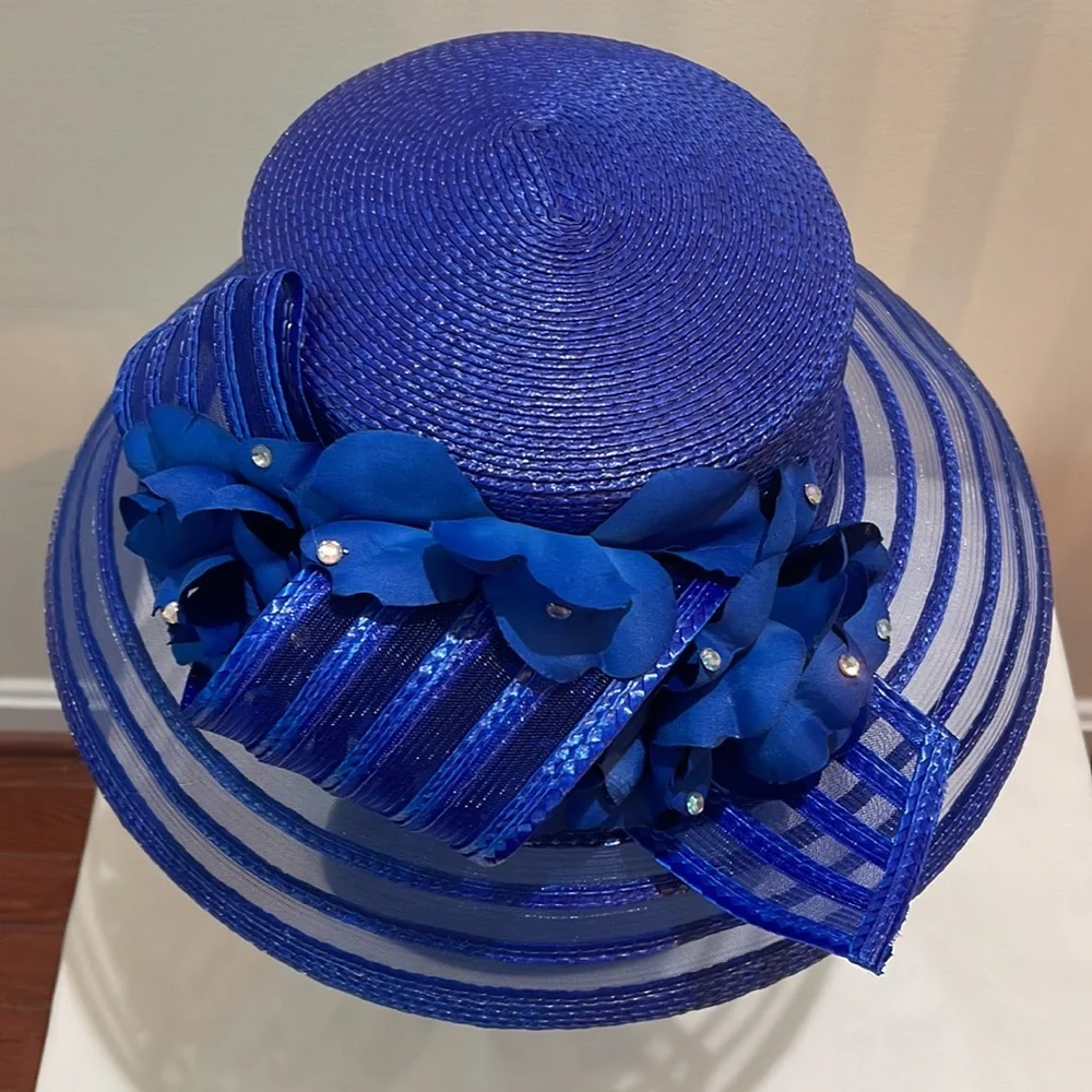 Summer Hat With Back Bow & Flower - Picture 1 of 5